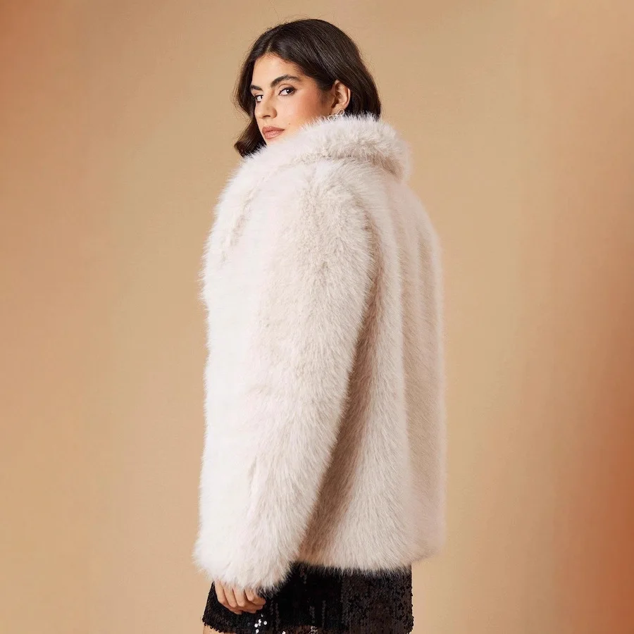 Witte Plu Bontjas Casual Milieuvriendelijke Grensoverschrijdende Sle Herfst Winter Nieuwe Faion Dames Lange Jas Bont Thiened