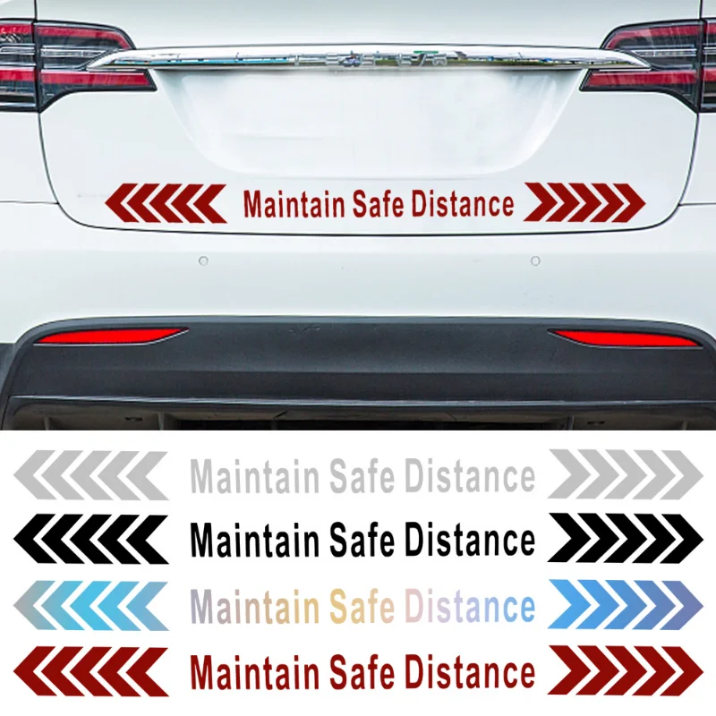 Car Rear Reflective Stickers Arrow Signs Keep A Safe Distance Rear Bumper Safety Warning Decals Car Decorative Sticker