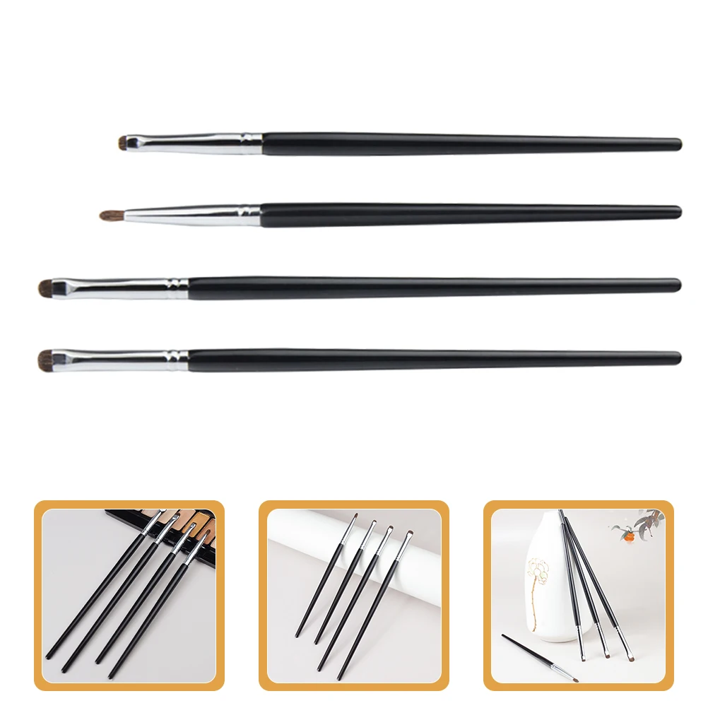 4 pçs kit de escova de sombra em ângulo ferramenta de maquiagem fina para delineador precisão pequeno portátil conjunto de escova de olho feminino ferramentas de maquiagem