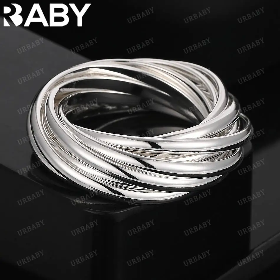 

URBABY 925 Sterling Silver Ten-wrap Ring For Women Fashion Jewelry Charm Grace Noble Wedding Accessories