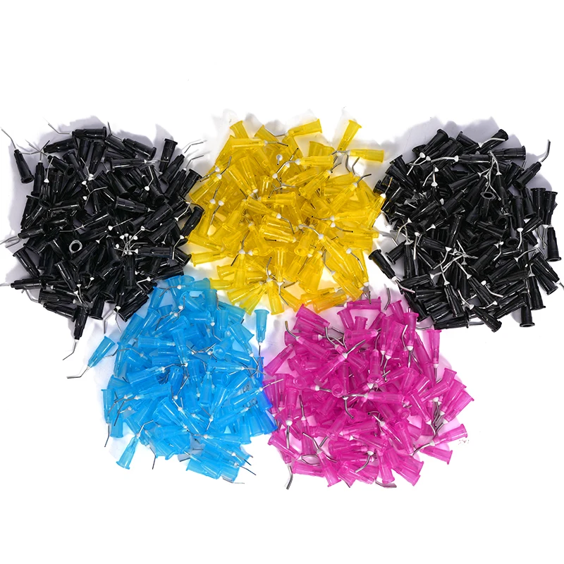 100pcs/Bag Dental Irrigator Bent Needle Tips Disposable Flow Sealant Etchant Composite Resin Pre Bent Flow Dispensing Needle Tip