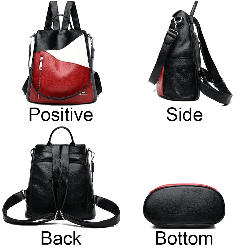 Fashion Women Backpack High Quality Anti-theft Travel Back Pack Luxury Designer Color Block Casual Lides Shoulder Bags Sac A Dos