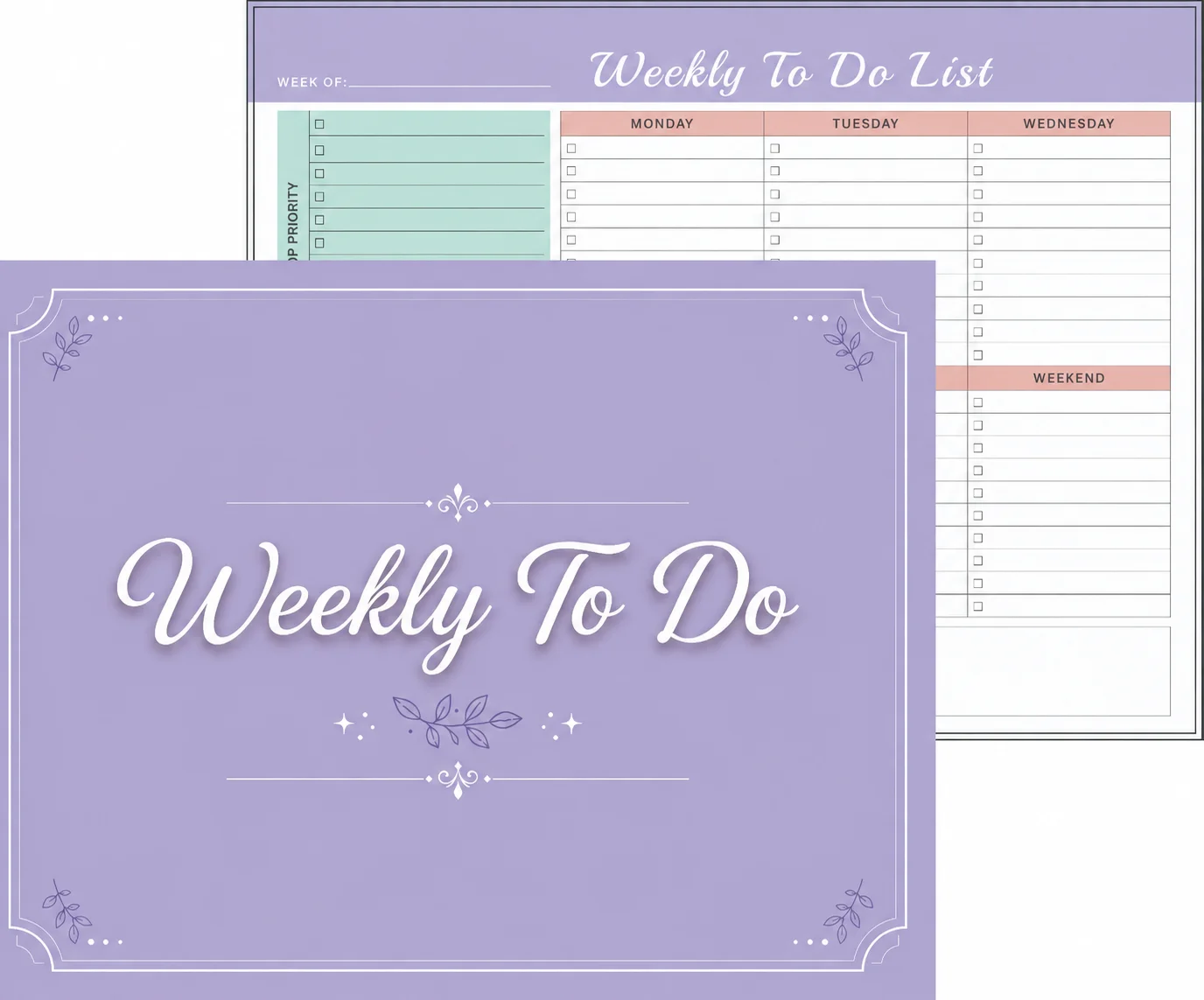 Stylish Weekly Planner Notebook with Organizer for Goal Setting, Leveling Tasks and Scheduling - 52 Sheets with 104 Pages
