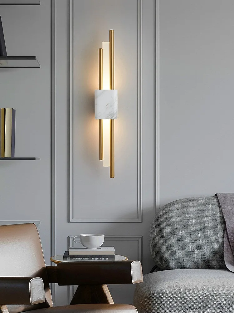 

Bedroom bedside marble wall lamp corridor balcony living room light luxury designer art decoration minimalist Nordic wall lamp