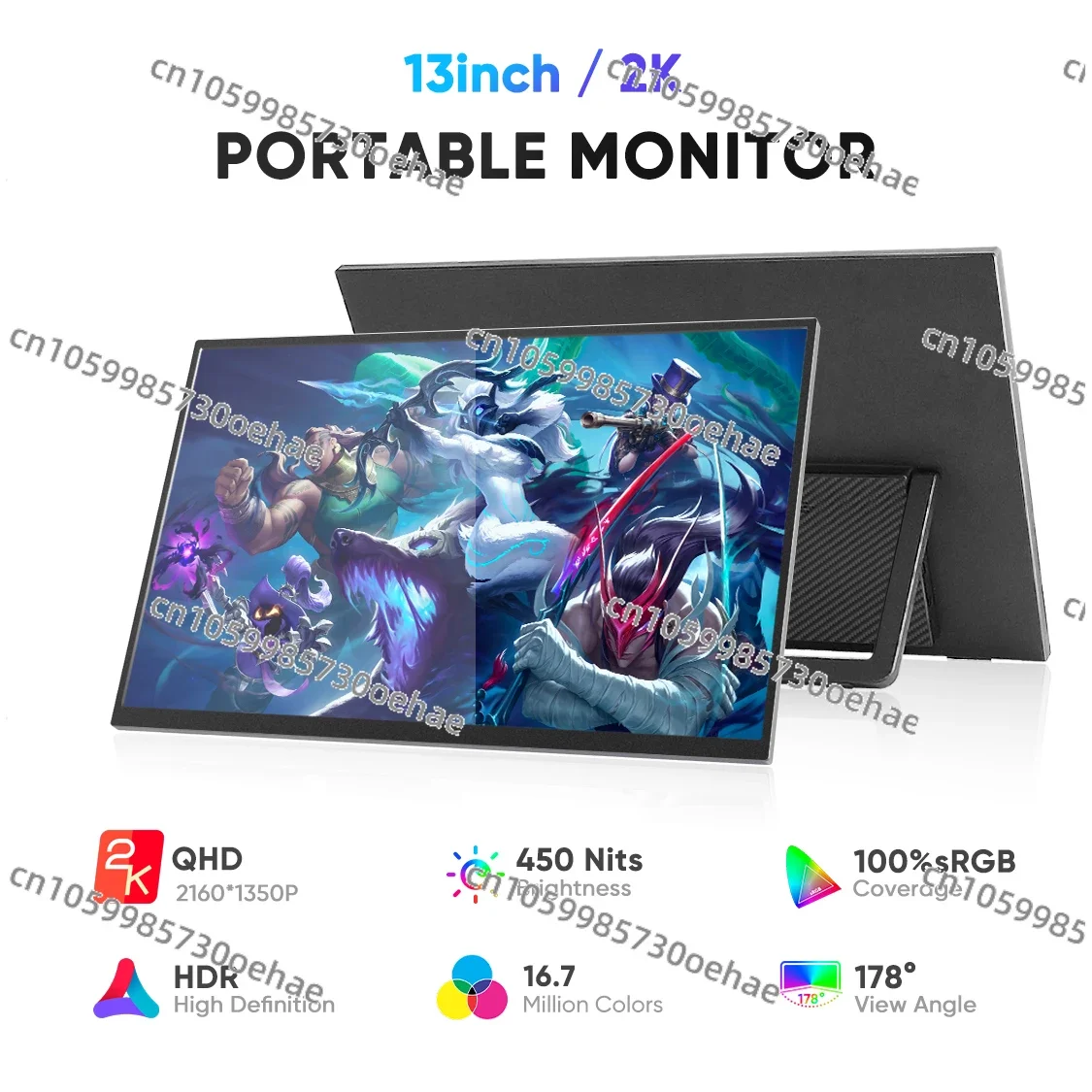 15.6 Inch 13 Inch 2 1080P IPS Screen Dual Speaker C Type High Definition Mini Portable Monitor