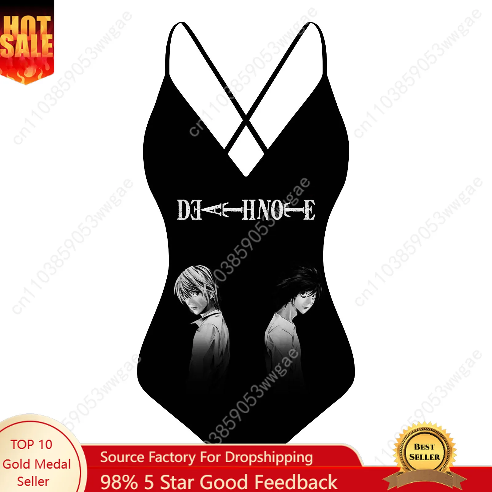

Death Note V-neck Halter Back Swimsuits Womens Bathing Suits Personalized Bikini Pool Beach Sexy Swimwear Customized Beachwear