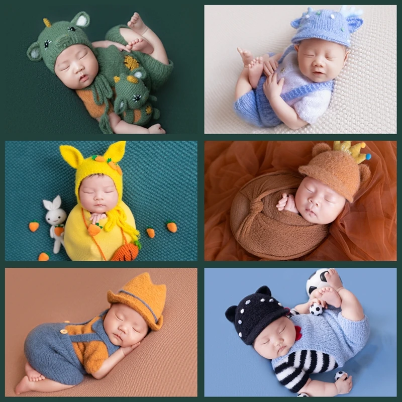 

Newborn photography clothing baby 100 days old baby photography clothing set hand woven set disfraces bebe niña 아기 코스프레