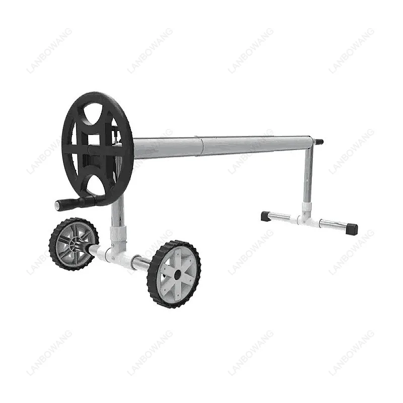 Aluminum Pool Roller, Black Movable with Wheel Surface, Pool Solar Cover Roller