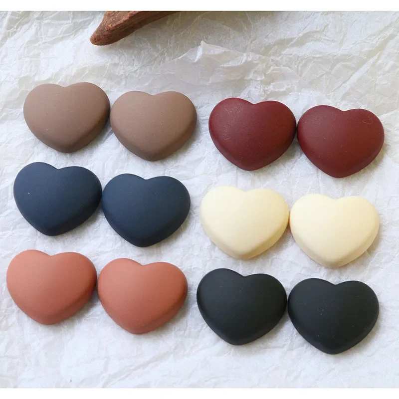 5pcs Korean version retro solid color peach heart flatback cabochon diy resin cool wind earrings headwear hair accessories