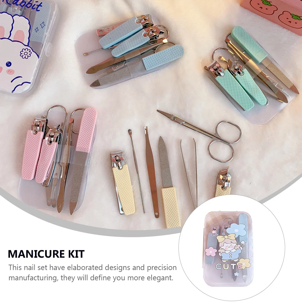 

7pcs 1 Set Design Nail Clipper Kit Lovely Manicure Tools For Fingernail Pedicure Grooming Stainless Steel Durable Nail