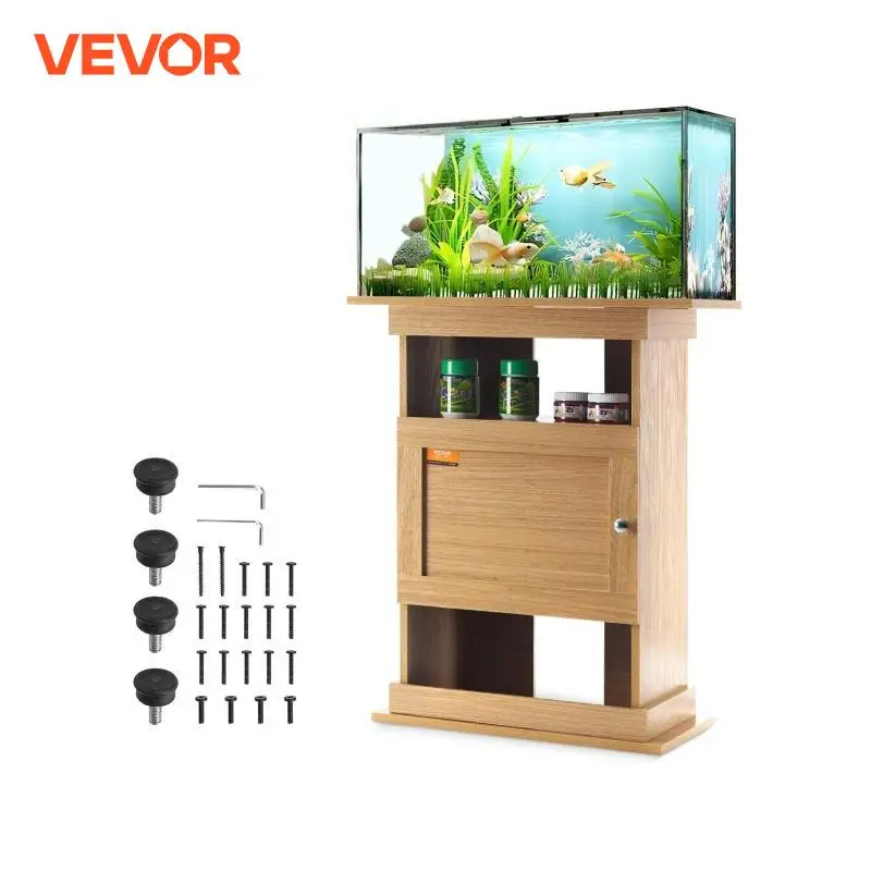 VEVOR Aquariumständer, 20 Gallonen Fischtankständer, 64 x 40 x 72 cm MDF Schildkrötentankständer, 76 kg Tragkraft, Reptilientankständer mit Aufbewahrung, Schrank und Hardware-Kit, Lindenholzfarbe