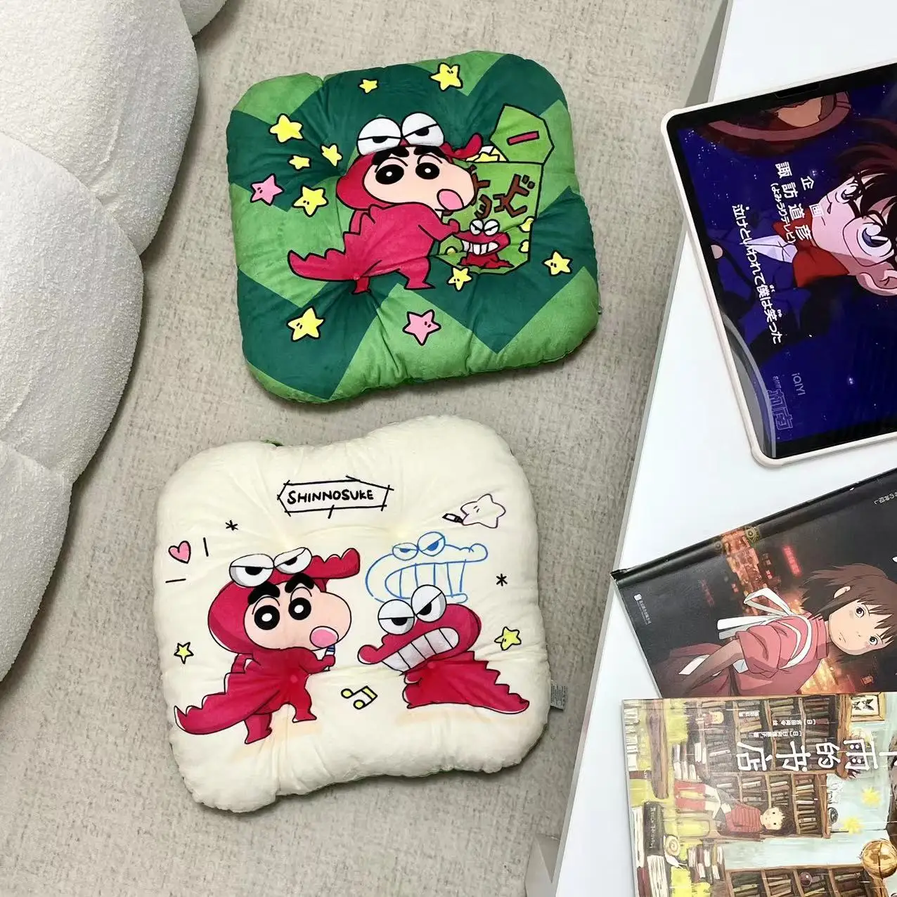 Anime Peripheral Crayon Shin-Chan Dinosaur Academy Style Office Dormitory Pillow Cushion Chair Soft Cushion Kids Birthday Gifts