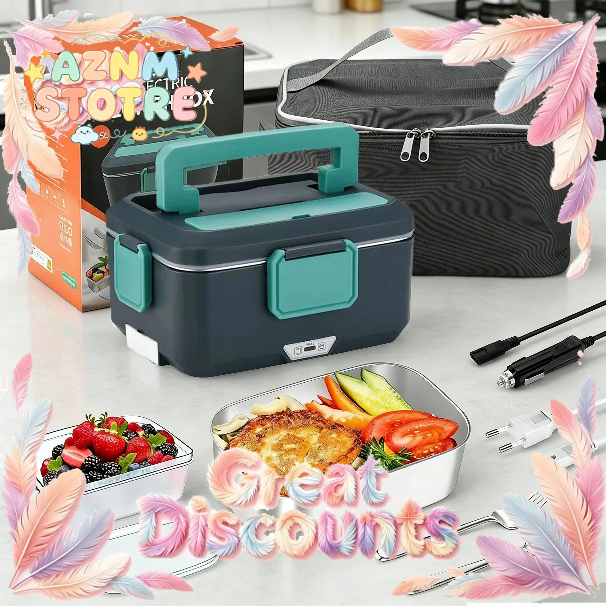 Portable Electric Heated Lunch Box 90W Stainless Steel Detachable 2.5L Heating Bowl/Truck/Office Dining Box Microwave Oven