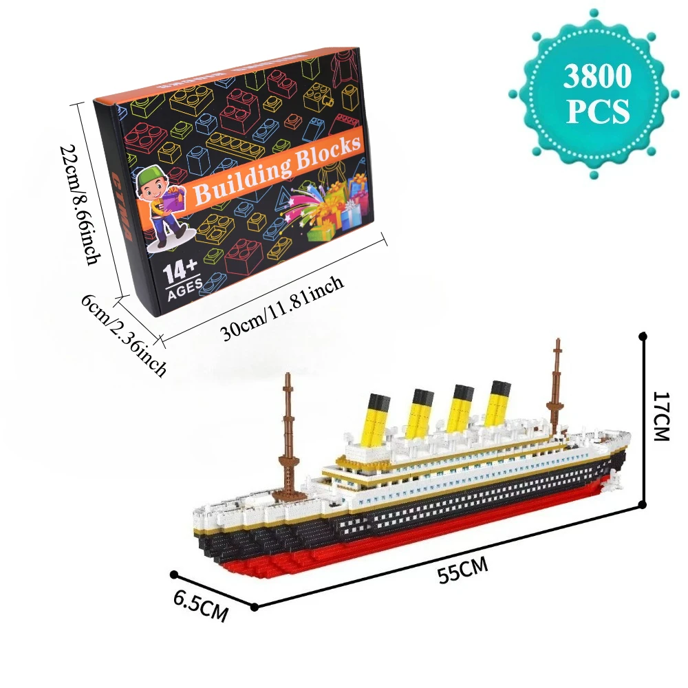 Luxe Titanic Cruiseschip Bouwstenen Monteer Model Boot Bakstenen Collectie Bouwspeelgoed voor Verjaardagscadeau voor kinderen