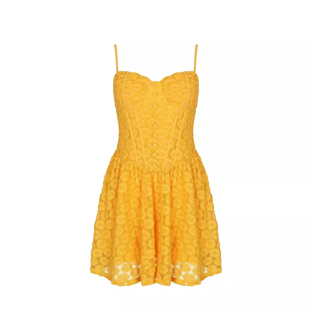 Vestido camisola de encaje sexy – Falda abullonada dulce y atrevida para mujer