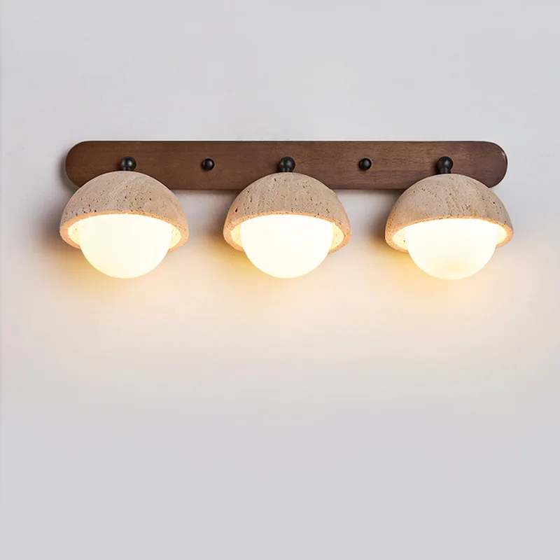 

Японский желтый пещерный камень, зеркало, передняя лампа, шкаф для гостиной, специальное украшение ваби-саби, ретро светодиодный настенный светильник для ванной комнаты