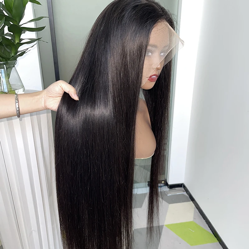 

5x5 Transparent Lace Closure Wig Bone Straight 100% Human Hair Wigs 13X4 Lace Frontal Pre Plucked Raw Virgin Hair Natural Color