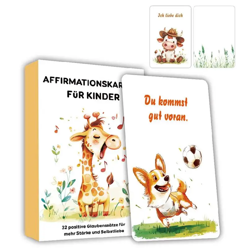Empowering Cards For Kids 32 German Mindfulness Flash Cards Empowering Quotes Confidence Building Educational Toys Animal Theme