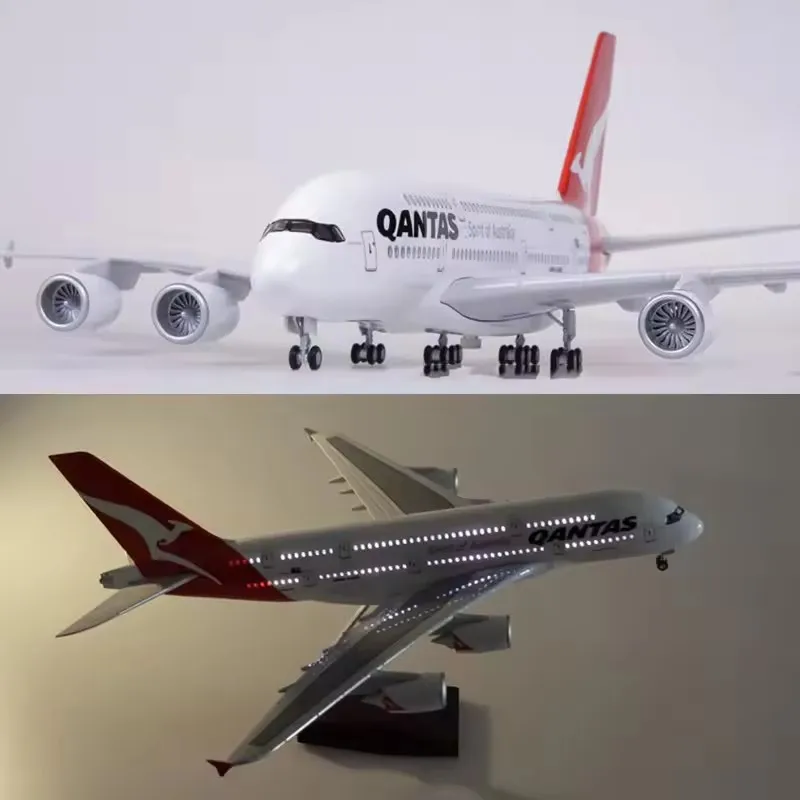 جديد 1:160 مقياس طائرة A380 QANTAS نموذج طيران ث الضوء والعجلة دييكاست الراتنج طائرة جمع الديكور عرض اللعب