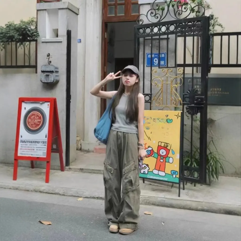 

Женские джинсовые комбинезоны с широкими штанинами в американском стиле хип-хоп, новые летние свободные утягивающие прямые брюки в стиле ретро в стиле ретро