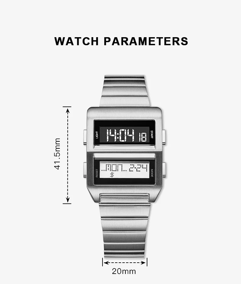 Воображение на запястье, матричный матричный часов с двумя экранами, подвеска 2, ЖК-дисплей, смесь, винтажный цифровой футуристический мертинг, ностальгия