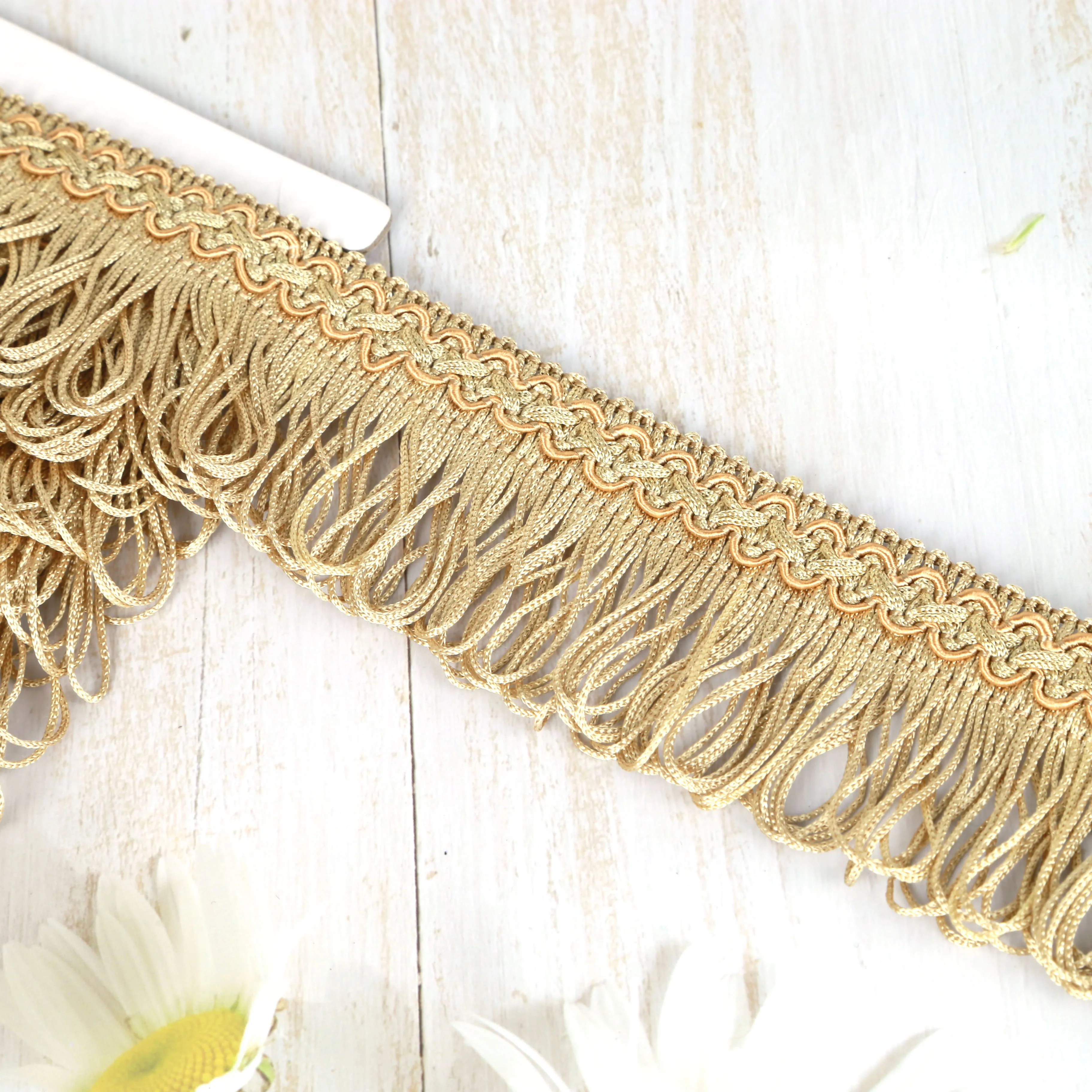 HedongHexi 5 Yards Lace Fringe Tassel Trim 1.8 inch Wide Fibre Trim for Sewing Quilting Clothes Accessories Lampshade Curtain