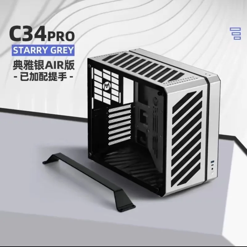 2026 NEW  C34 Pro ATX Case Support ATX PSU & Air Cooling，Mini Tower PC Case with Tempered Glass Side Panel,