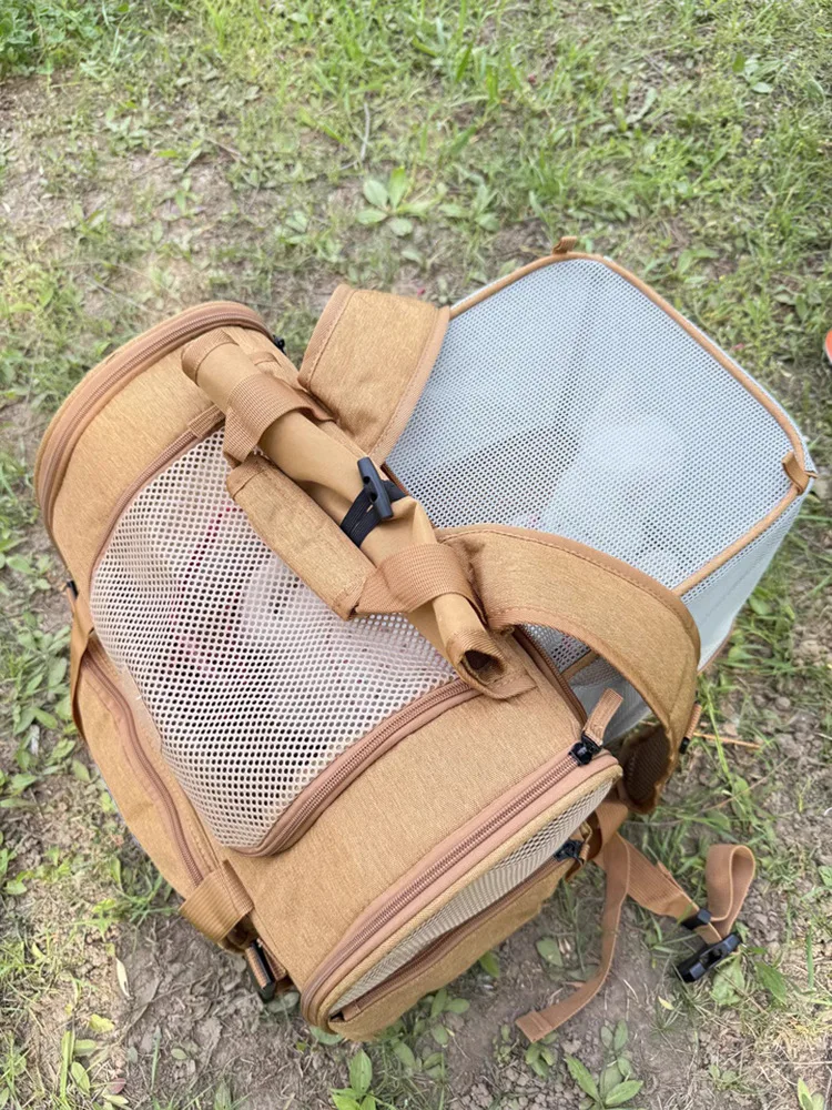 Tragbarer Katzenträger-Rucksack, erweiterbar, große Kapazität, faltbar, für kleine und mittelgroße Hunde und Katzen bis 8 kg – Detail 9