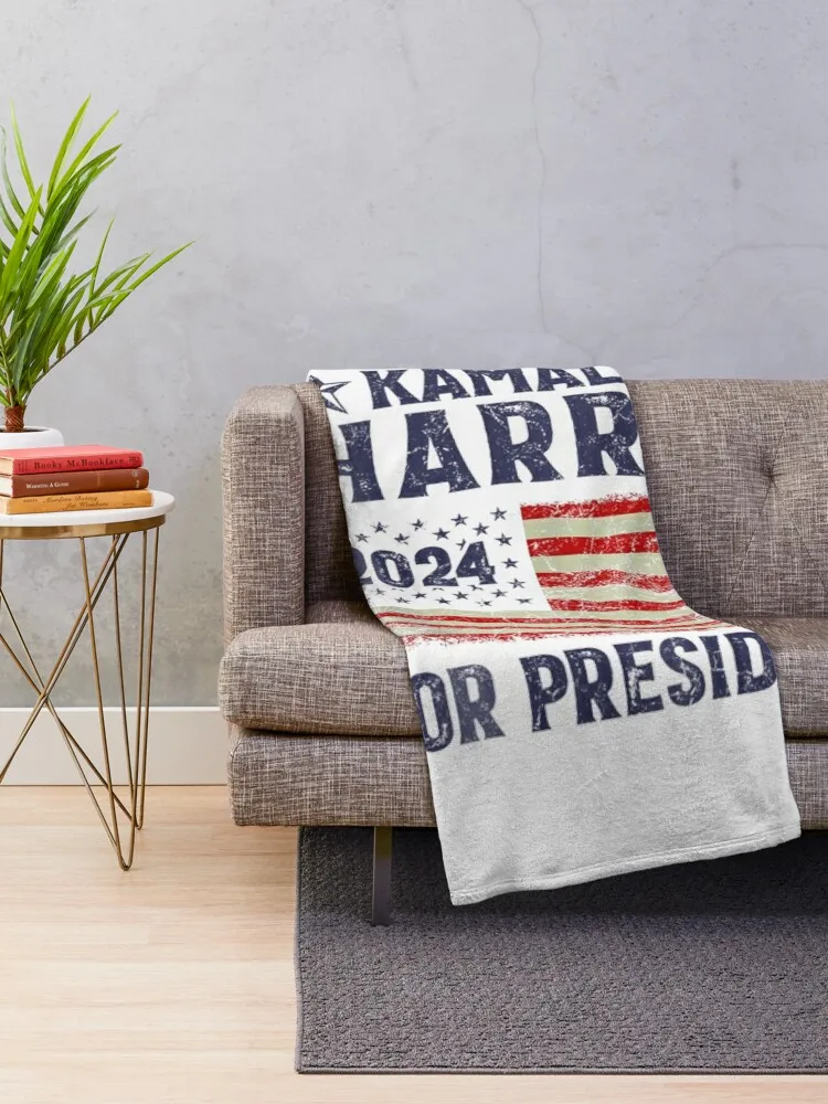 Vintage Kamala Harris 2024 For President Election Campaign Throw Blanket Thin Luxury St Giant Sofa Tourist Blankets