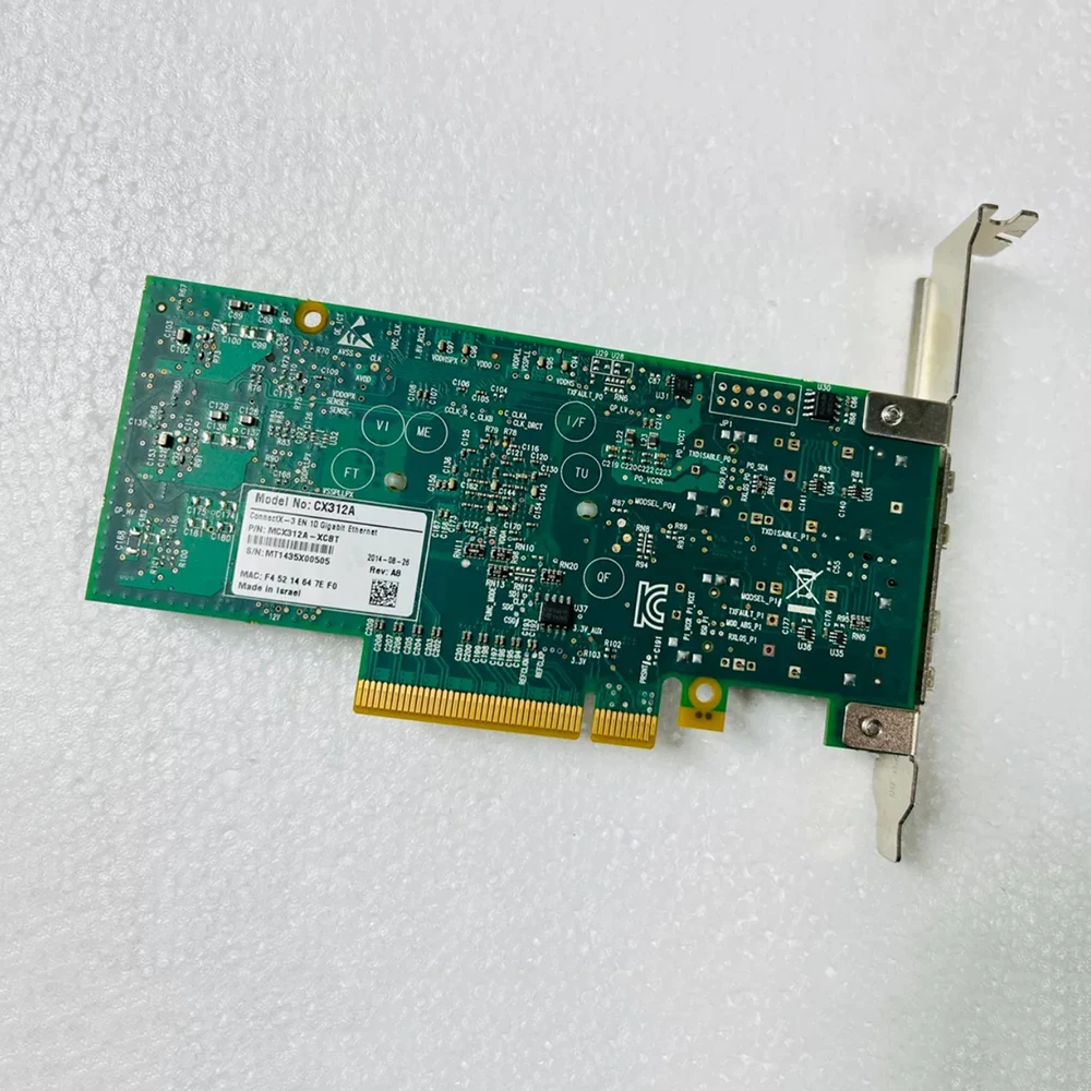 For Mellanox MCX312A-XCBT ConnectX-3 CX312A Dual Port 10 Gigabit Fiber Optic Card