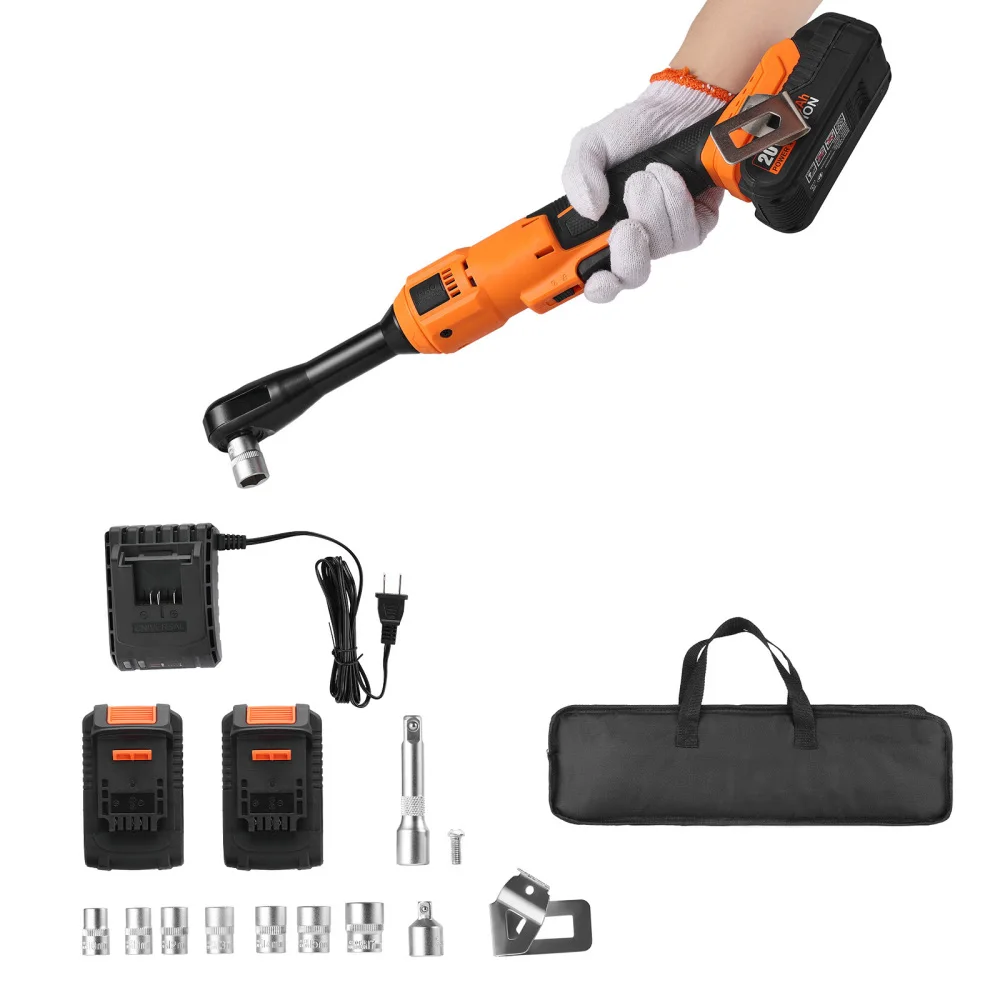 

Cordless Ratchet Wrench 3/8" Drive, 66 ft-lbs Torque, 2x2.0Ah Batteries, Charger, Sockets, Adaptors & Cloth Bag