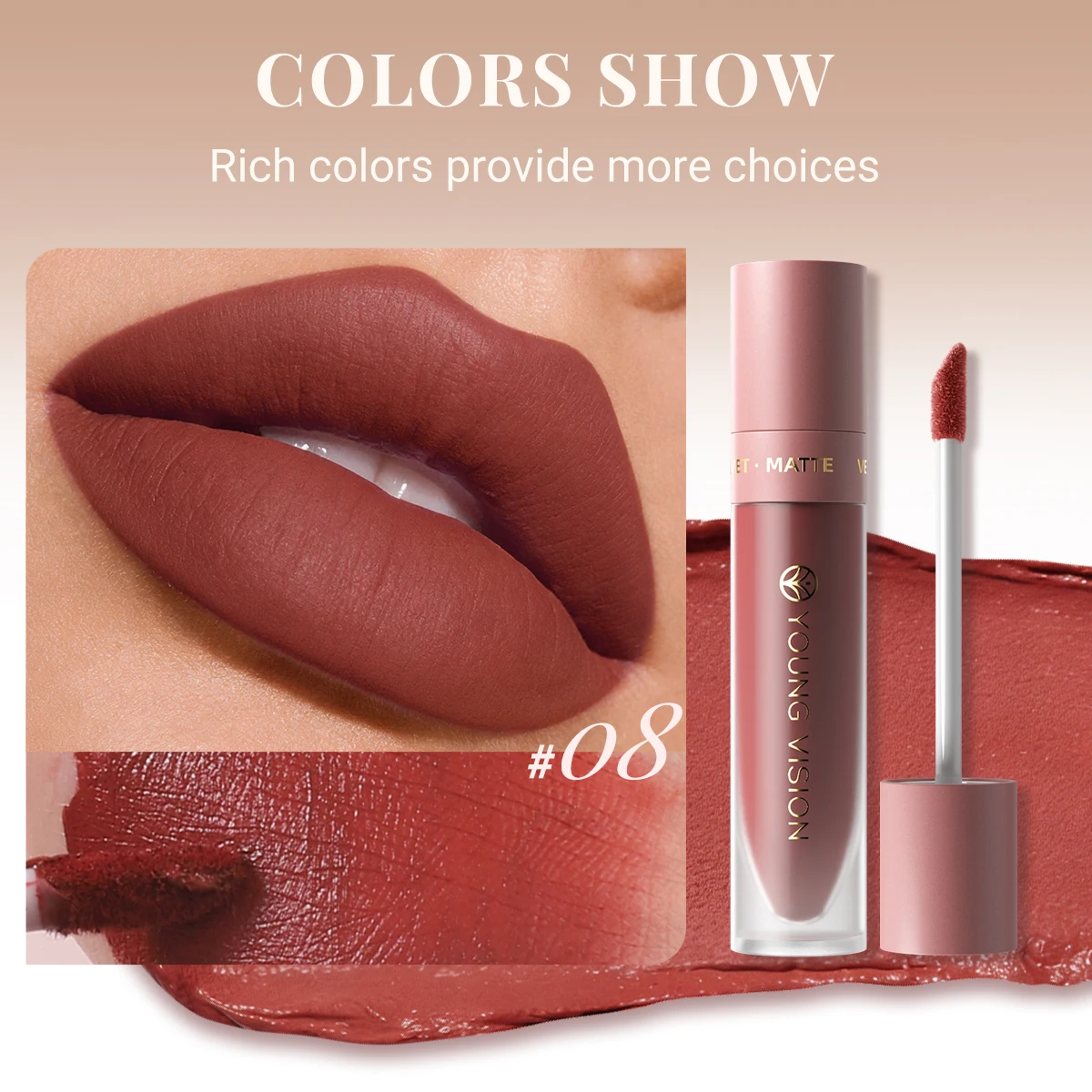 8 Color Nude Brown Matte Liquid Lipstick Velvet Sexy Dark Red Lip Glaze Non-stick Cup Not Easy To Fade Lip Gloss Lipstick Makeup - view 3