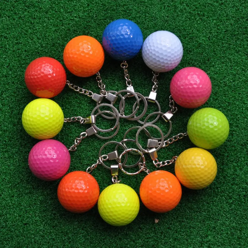 Golf Ball Shape Pendant Keychain Sports Keychain Car Key Chain Key Ring Colorful Sturdy Golf Ball Shape Pendant Key Chain Gifts