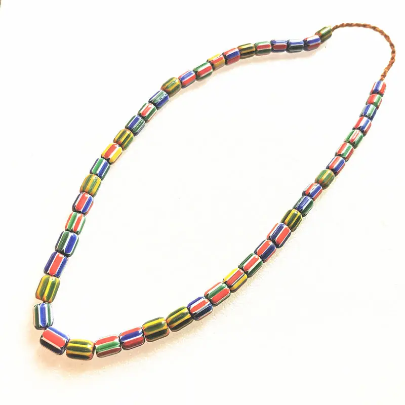 

Ethnic Jewelry Hand Colorful Safron Lampwork Beads Strand Antiqued Trade Beaded Necklace TSB0199