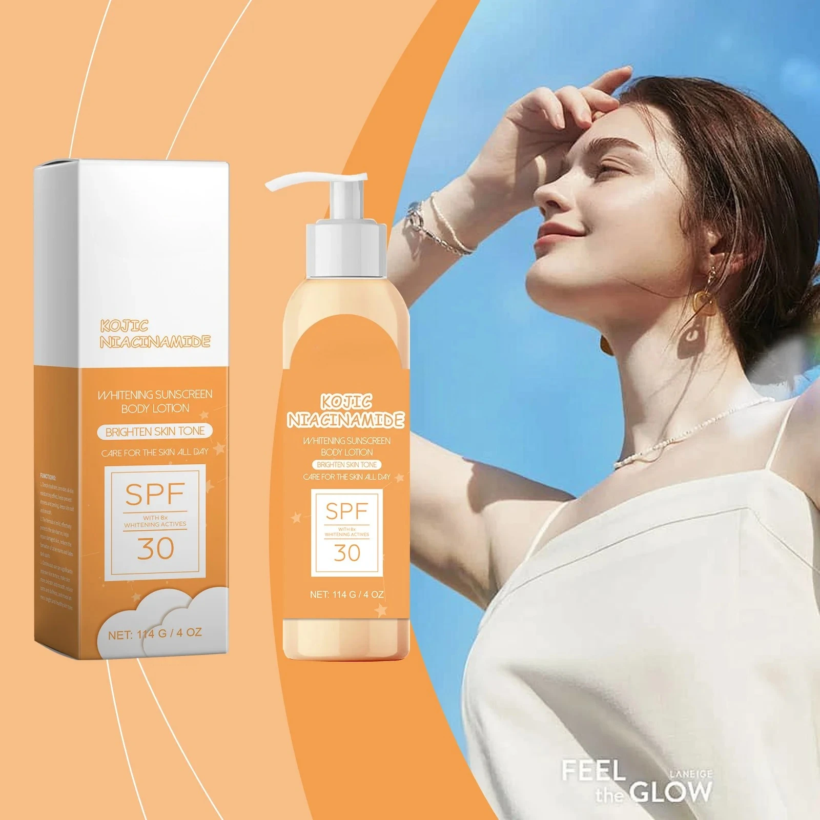

Sunscreen body lotion, protective enhancement body lotion, UV protection, gentle moisturizing, lightweight and refreshing