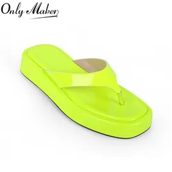 Onlymaker Women Summer Beach Platform Thong Flip Flops Flat Sandals