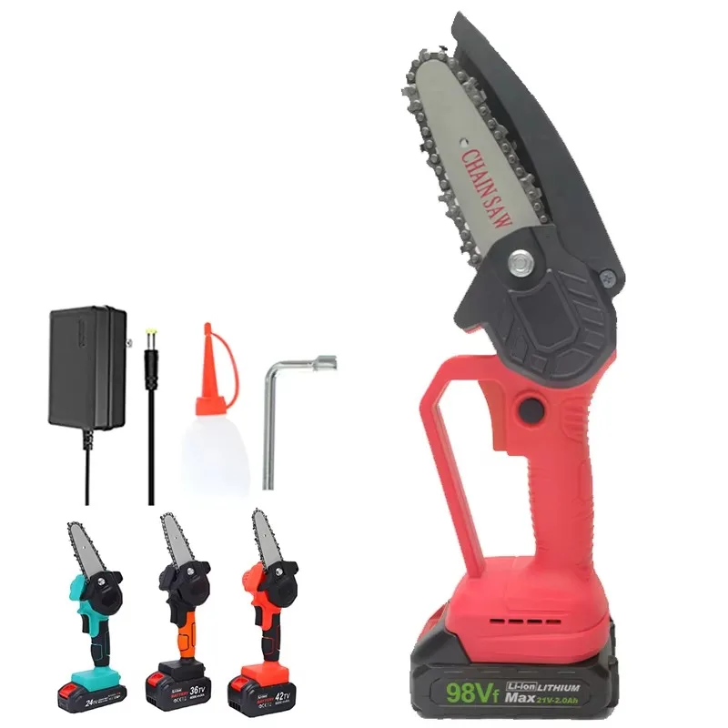 

4 Inch Mini Electric Chainsaw Rechargeable Lithium Battery with Finger Protection Working Light for Wood Tree Cutting