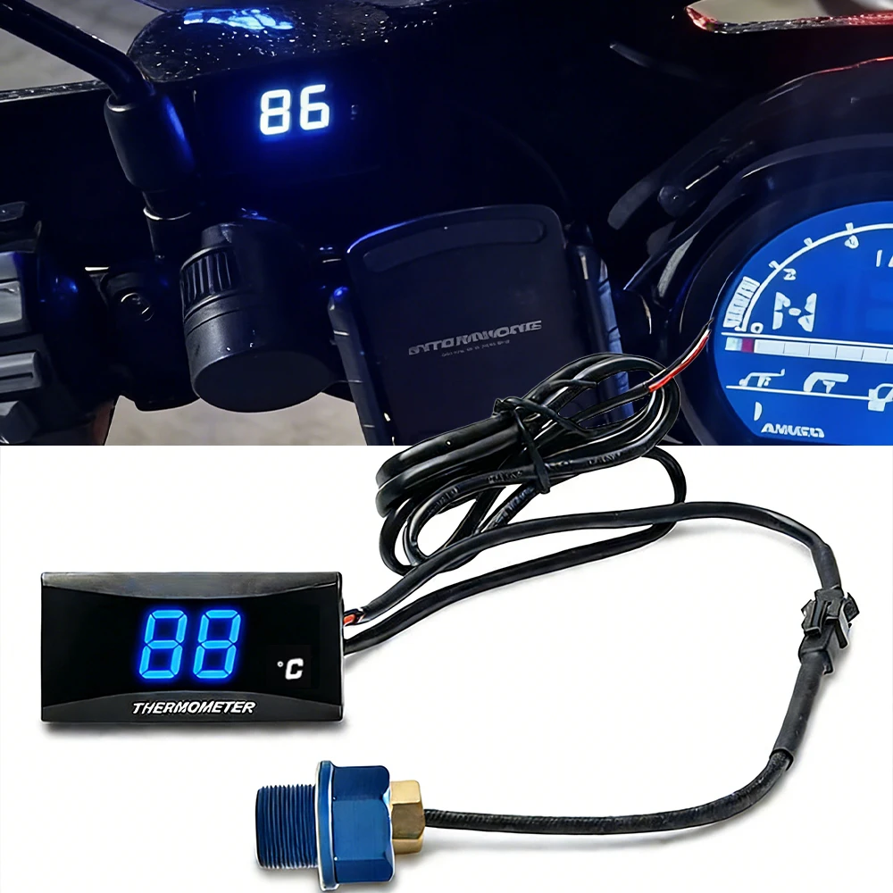 Blue Motorcycle Oil Temperature Gauge Mini Square Digital Instrument for Nmax125 Universal Accessories Thermometer