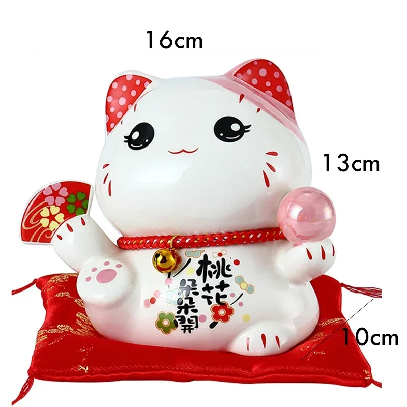 6 Inch Ceramic Maneki Neko Money Box Lucky Cat Ornament Home Decoration Gift Feng Shui Fortune Cat Piggy Bank