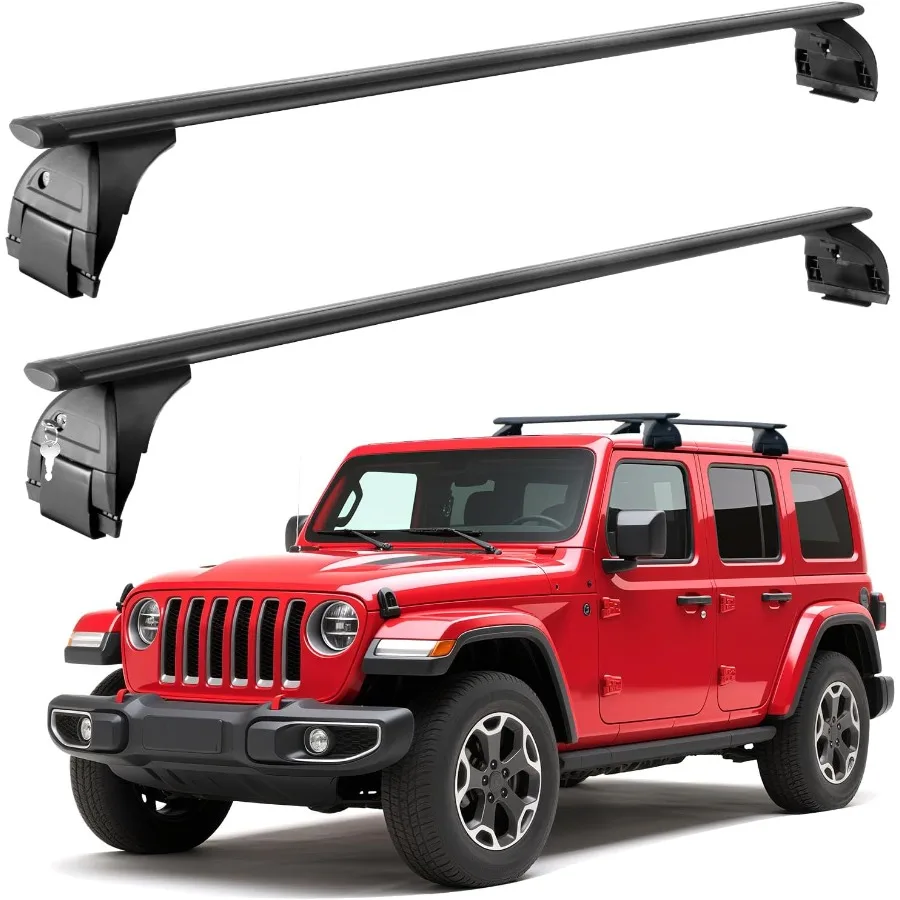 

Lockable Roof Rack Cross Bars for Jeep Wrangler JK JL Gladiator JT 20072025 24 Door Models Adjustable Heavy Duty Aluminum Cross