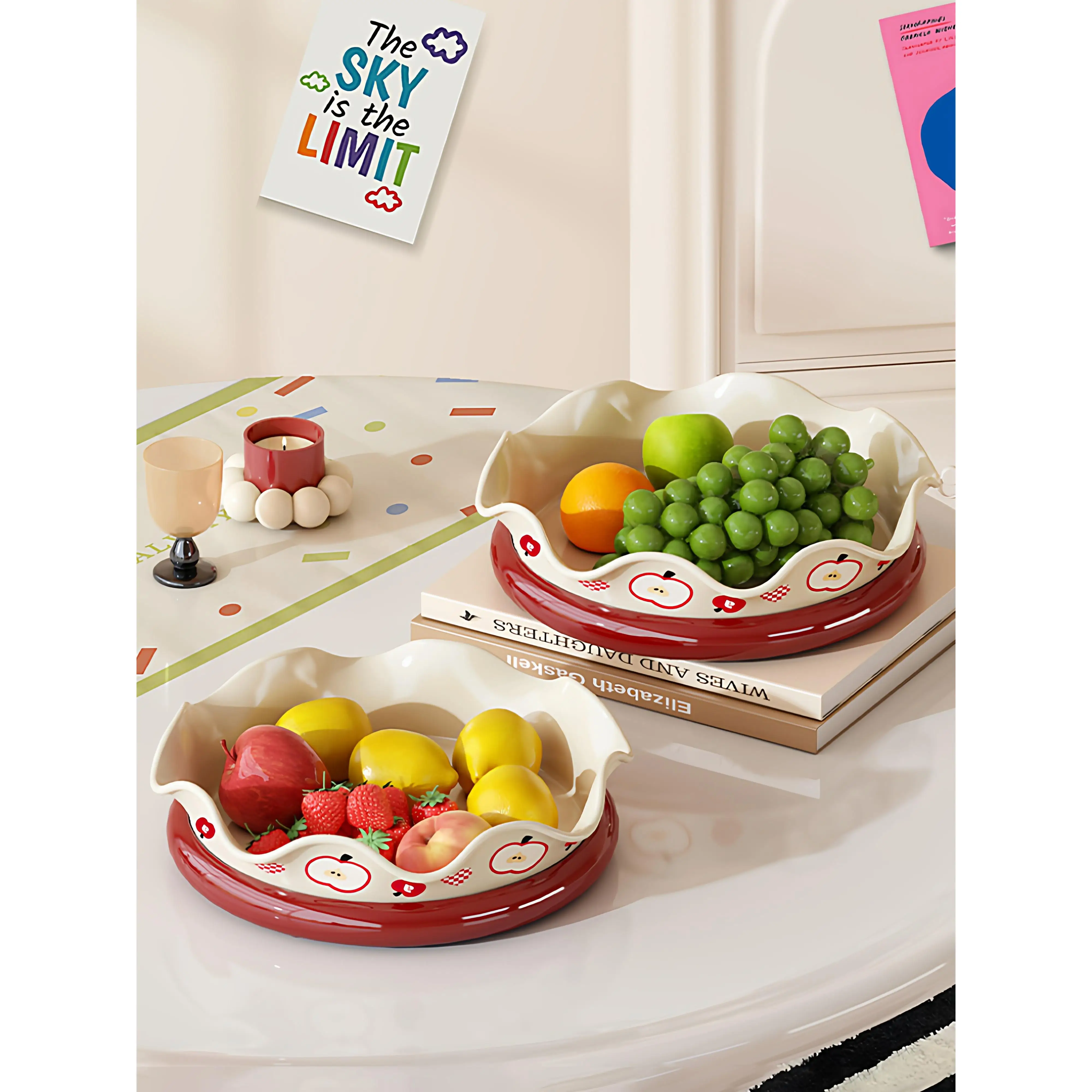 

2025 New Special Beautiful Fruit Tray High Aesthetic Living Room Home Use Elegant Snack Tray Pretty Fruit Basket Design