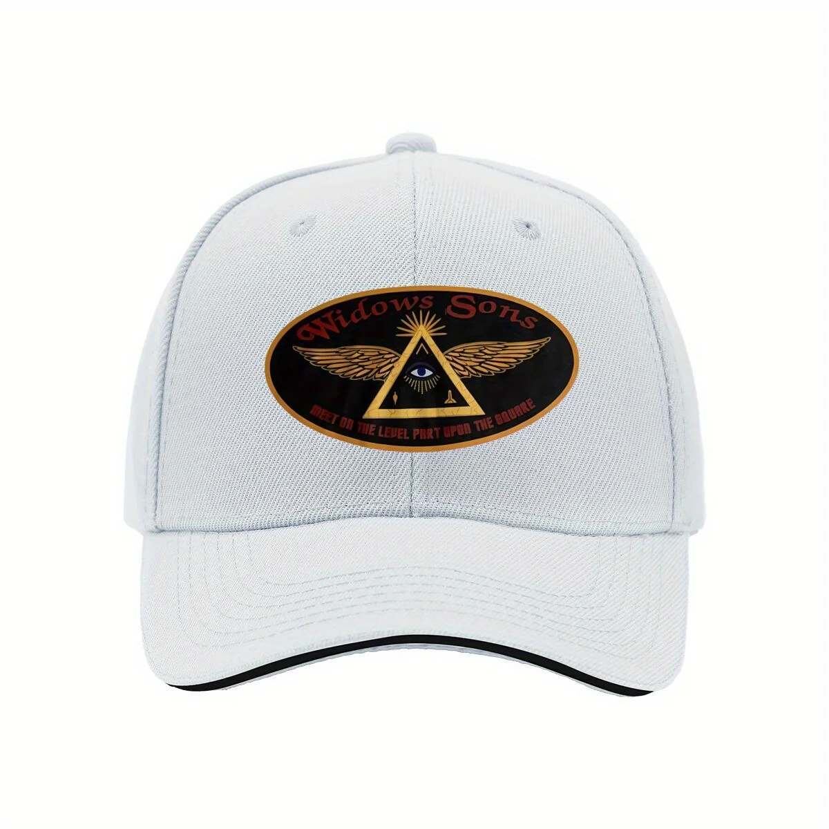 قبعة بيسبول قابلة للتعديل من شركة Widows Sons Masonic Riders Association - خفيفة الوزن باللون الأزرق الداكن مع شعار ذهبي وتصميم العين،