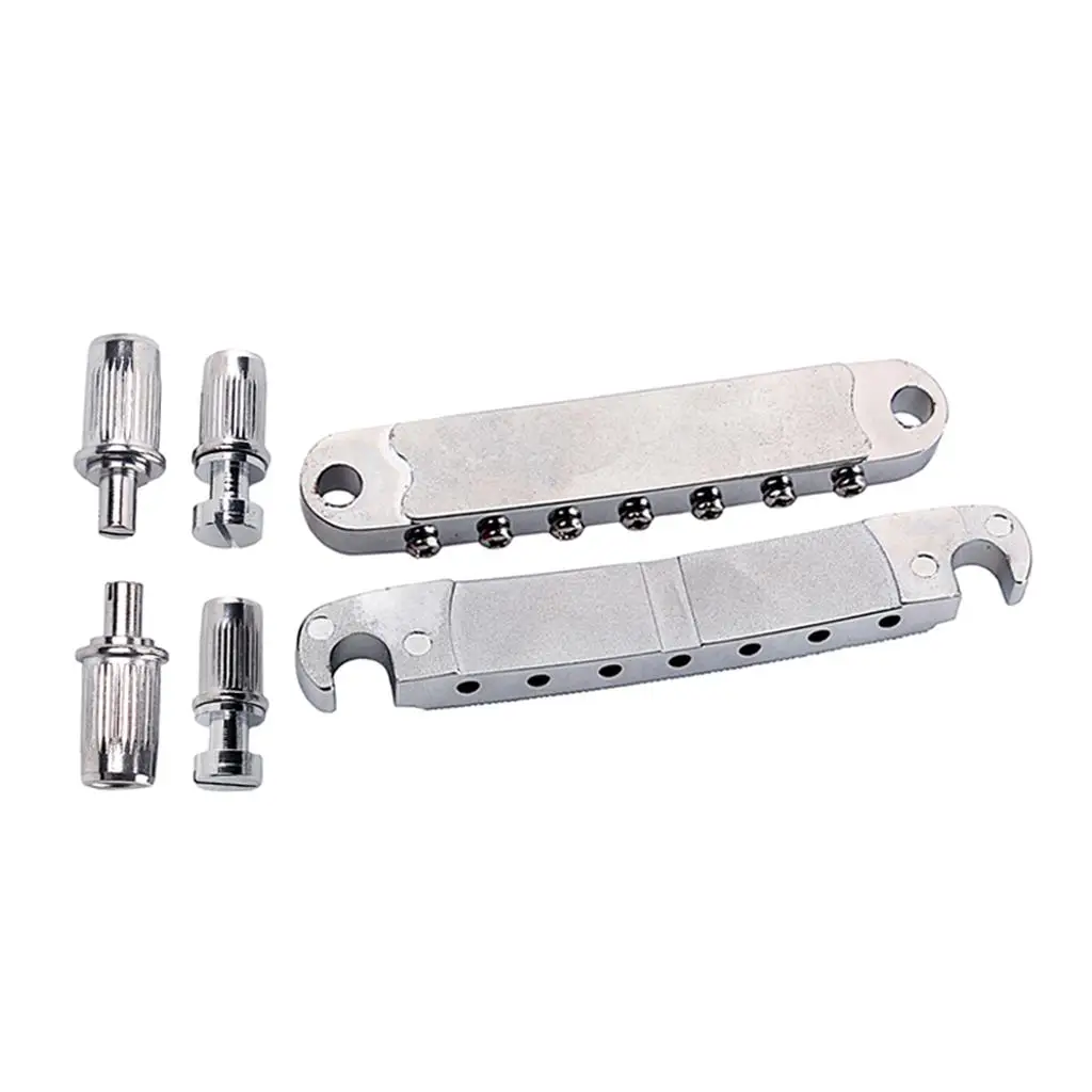 Guitar Accessories 7 String Roller Saddle Bridge Chrome Stop Bar Tailpiece Bridge Set for Electric Guitar Specification