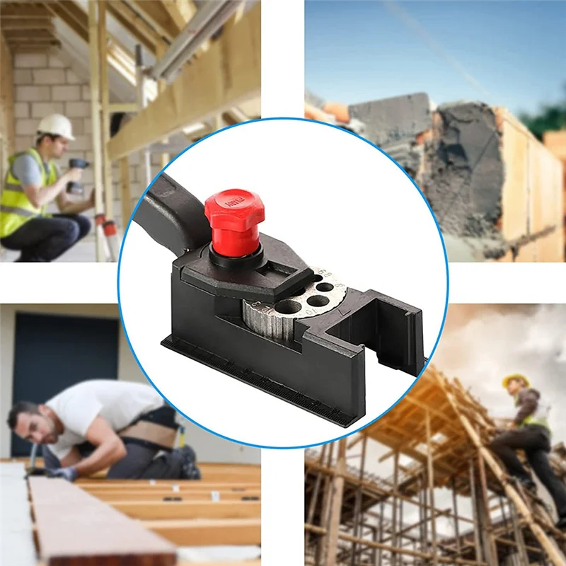 AEE6-Deckbohrführung, verstellbares selbstzentrierendes Dübelvorrichtungsset für 3–12 mm Holzdübel, Bohrführung mit geradem Loch (38-teiliges Set)