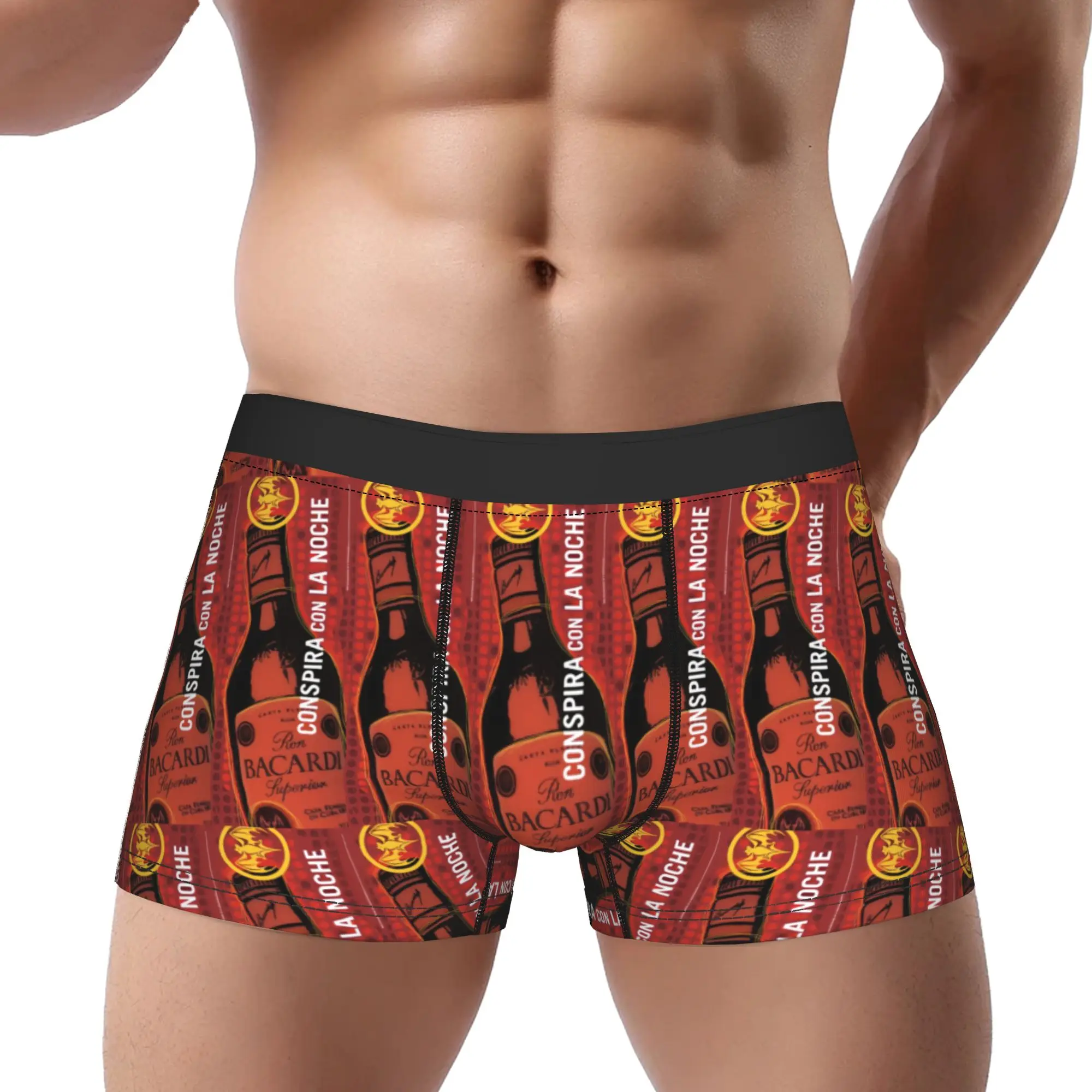 bBacardi Conspira con la Noche Bottle Silhouette bBacardi Underpants Homme Panties Men's Underwear Ventilate Shorts Boxer Briefs