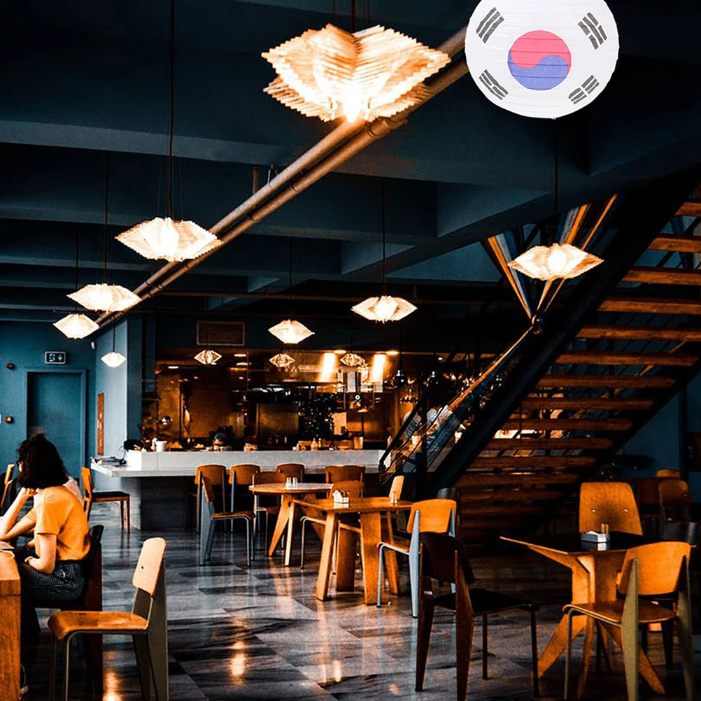 

2pcs Folding Tai Chi Flag Lantern Decorative Japanese Korean Culture Hanging Light Papers Lamp Shade Ceiling Lamp