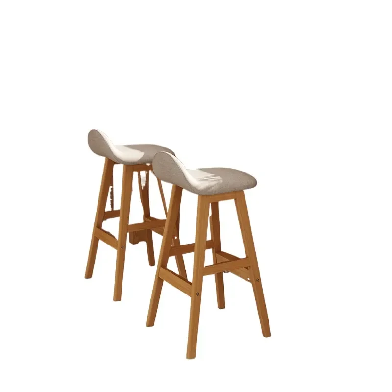 Modern Simple Solid Wood Bar Stool Creative High Chair for Household Kitchen Island Counter Before Cashier
