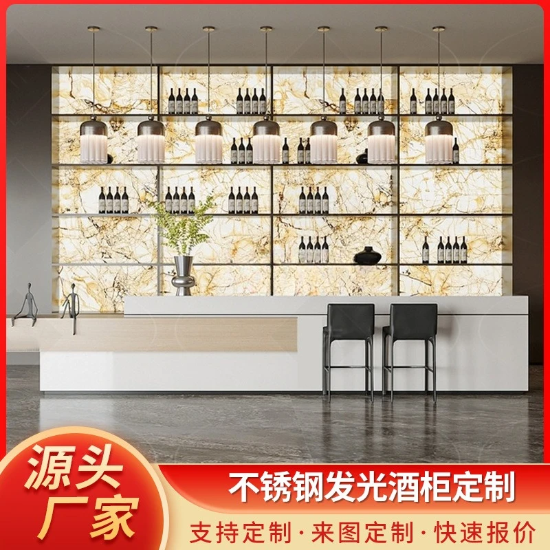 

High-grade stainless steel luminous background display cabinet household metal side