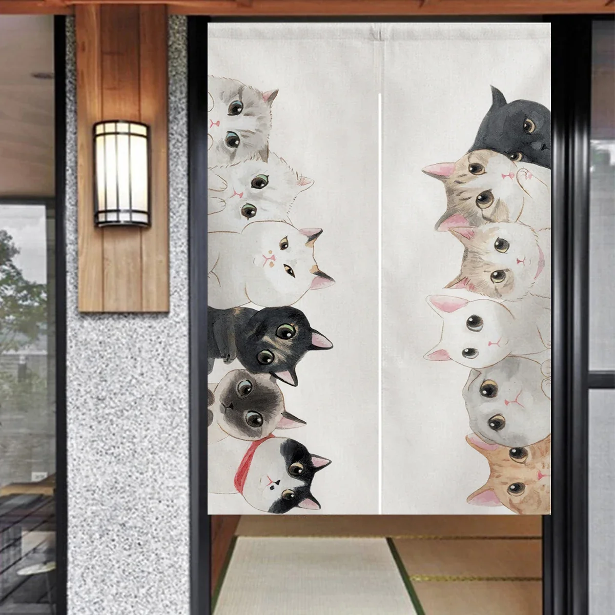 New Chinese Cats Door Curtain Japanese Noren Tapestry for Wall Hanging Bedroom Kitchen Partition for Bedroom