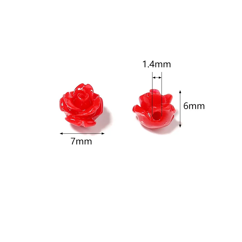 30pcs Resin Imitation Coral Flower Bead 6mm Multicolor Artificial Flower Loose Beads for Bracelet Jewelry Making DIY Accessoires